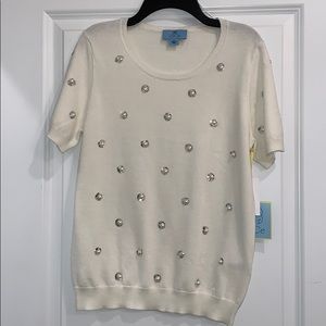 NWT CeCe Ivory Embellished Sweater (M)